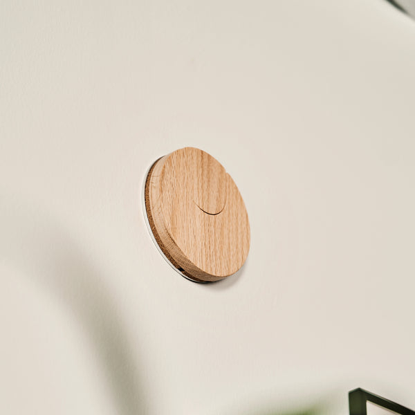 Patented fold-flat design becomes a clean wooden circle when  not in use.