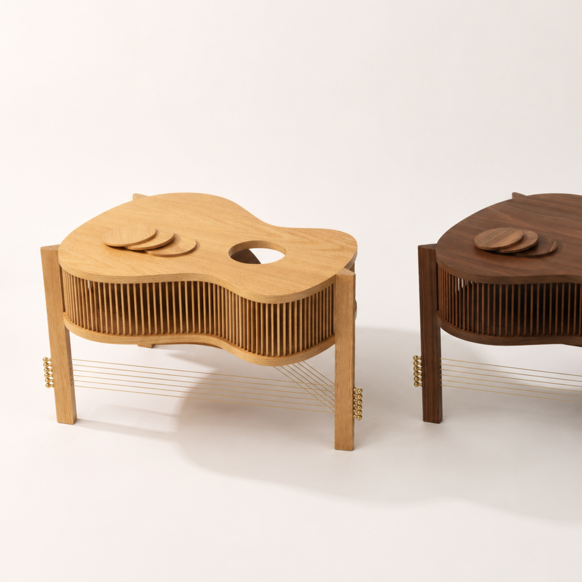 Designed as a timeless statement piece in either light oak or dark walnut finishes.